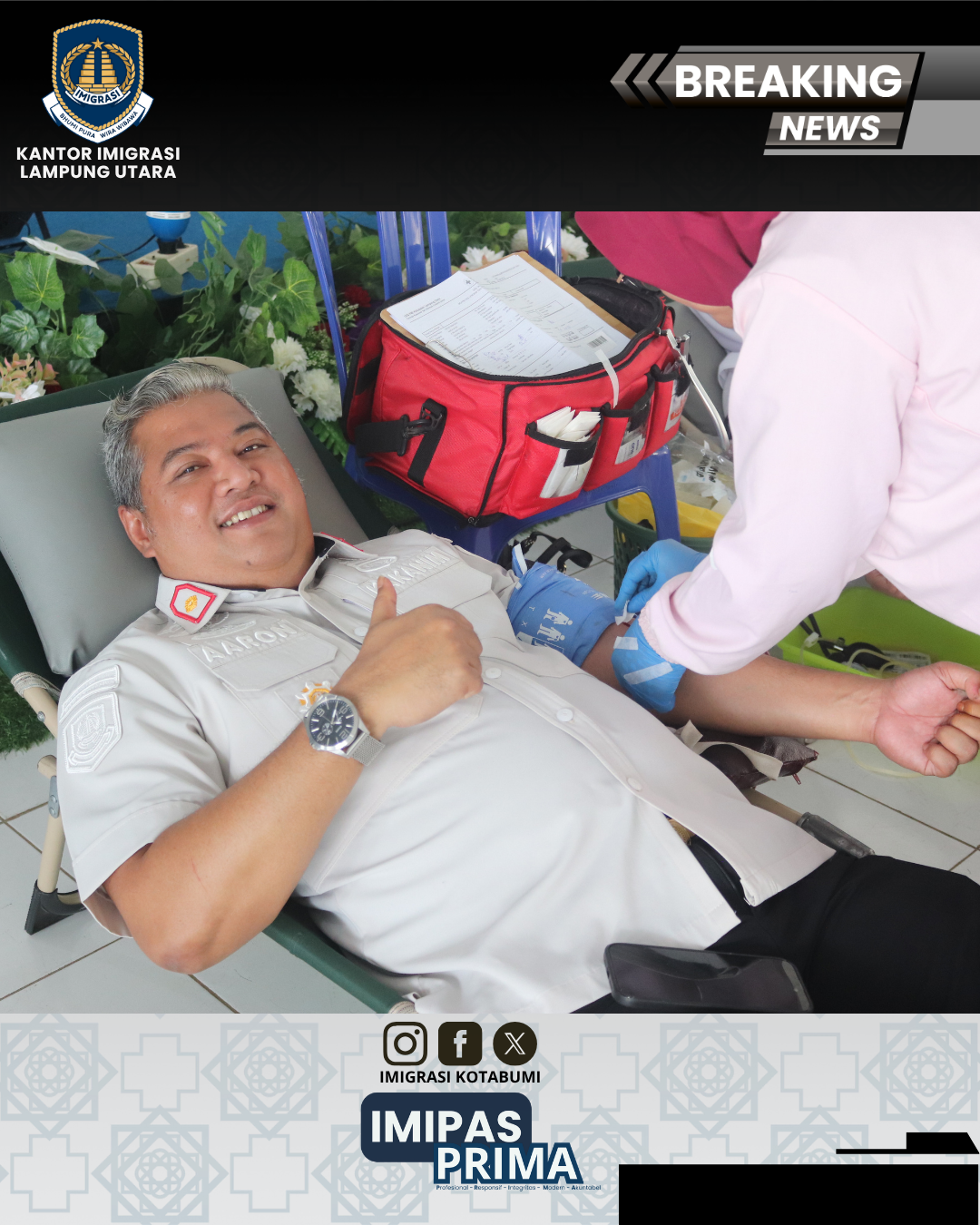Imigrasi Lampung Utara Ikuti Donor Darah dan Pemeriksaan Kesehatan Gratis