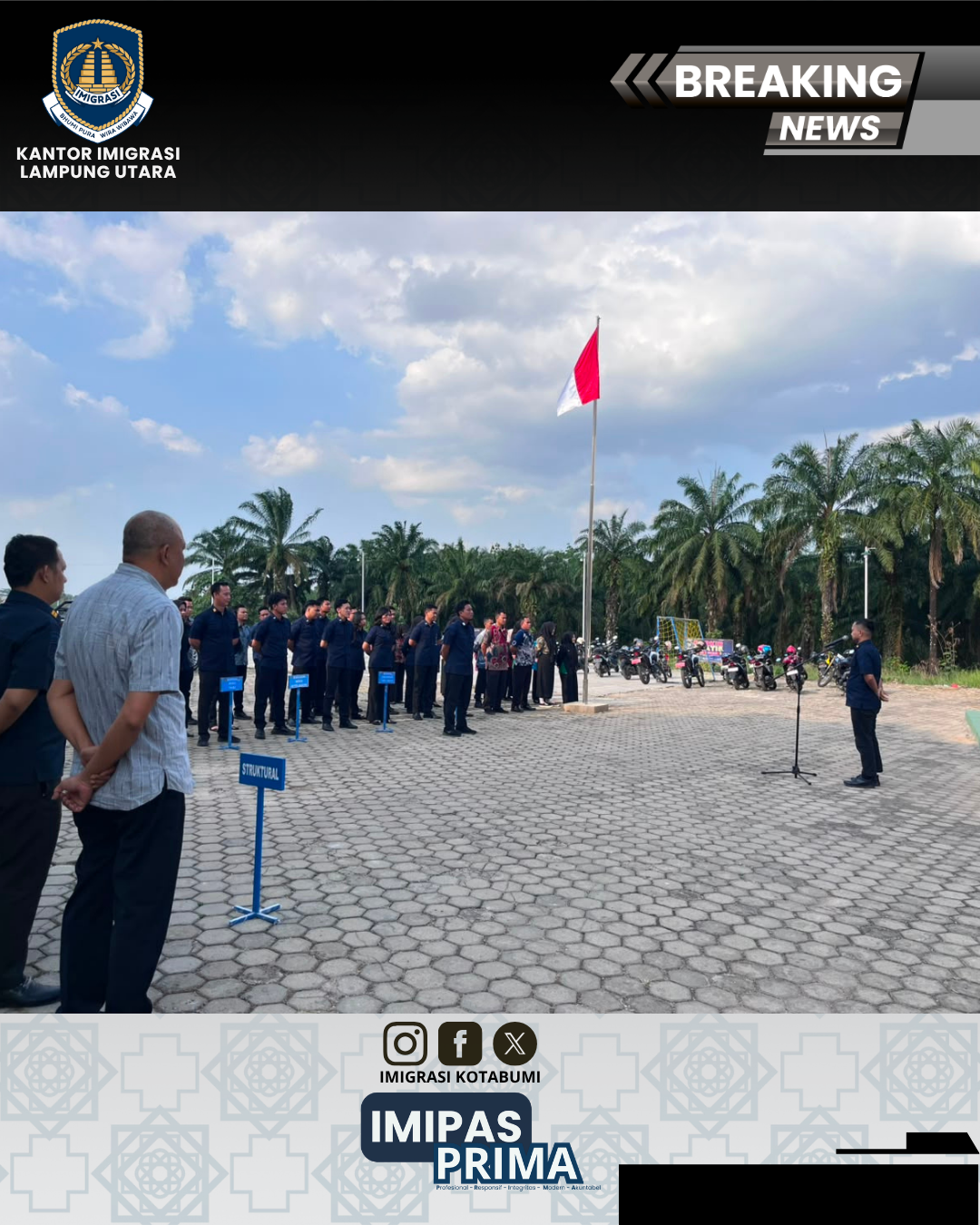 Apel Sore Kanim Lampung Utara Perkuat Disiplin dan Persiapan HUT ke-81 RI