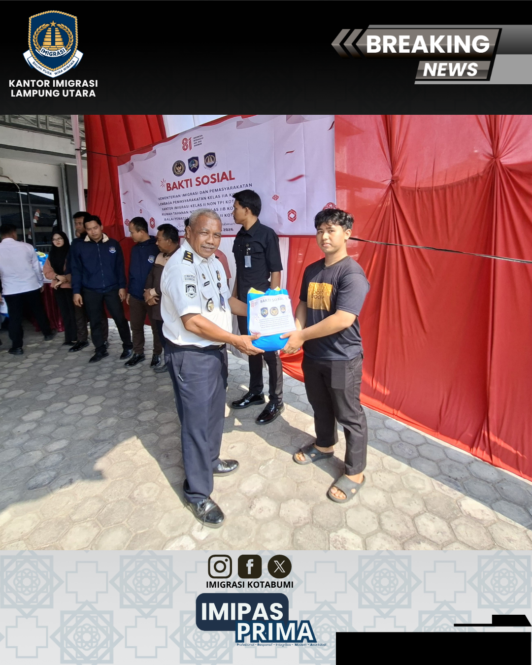 Kanim Lampung Utara Gelar Bakti Sosial Bersama UPT Kemenimipas Rayon Lampung Utara