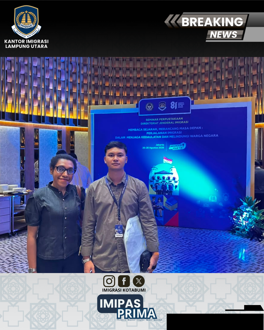 Kanim Lampung Utara Ikuti Seminar Perpustakaan Direktorat Jenderal Imigrasi Tahun 2026
