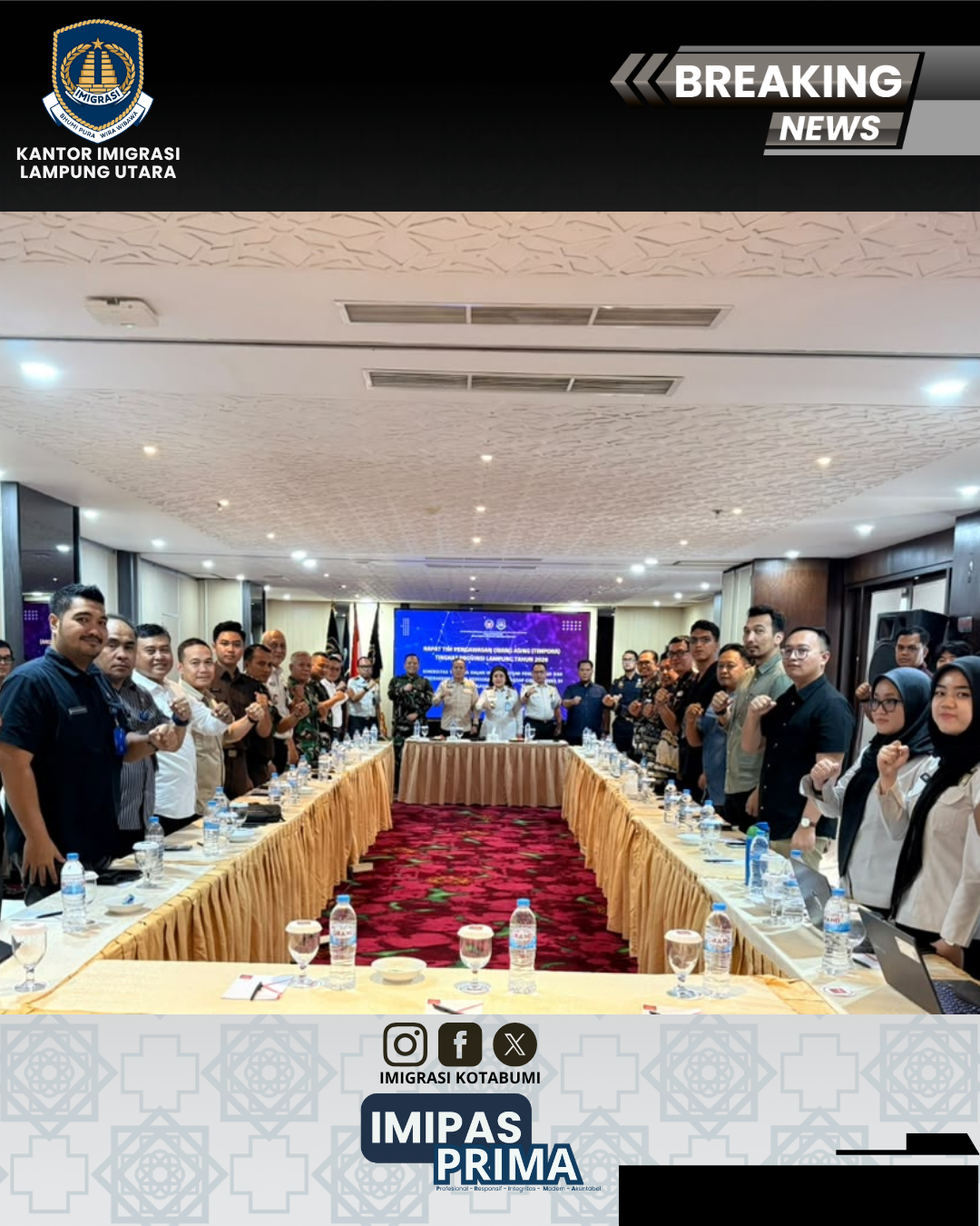 Imigrasi Lampung Utara Ikuti Rapat Koordinasi TIMPORA Tingkat Provinsi Lampung Tahun 2026