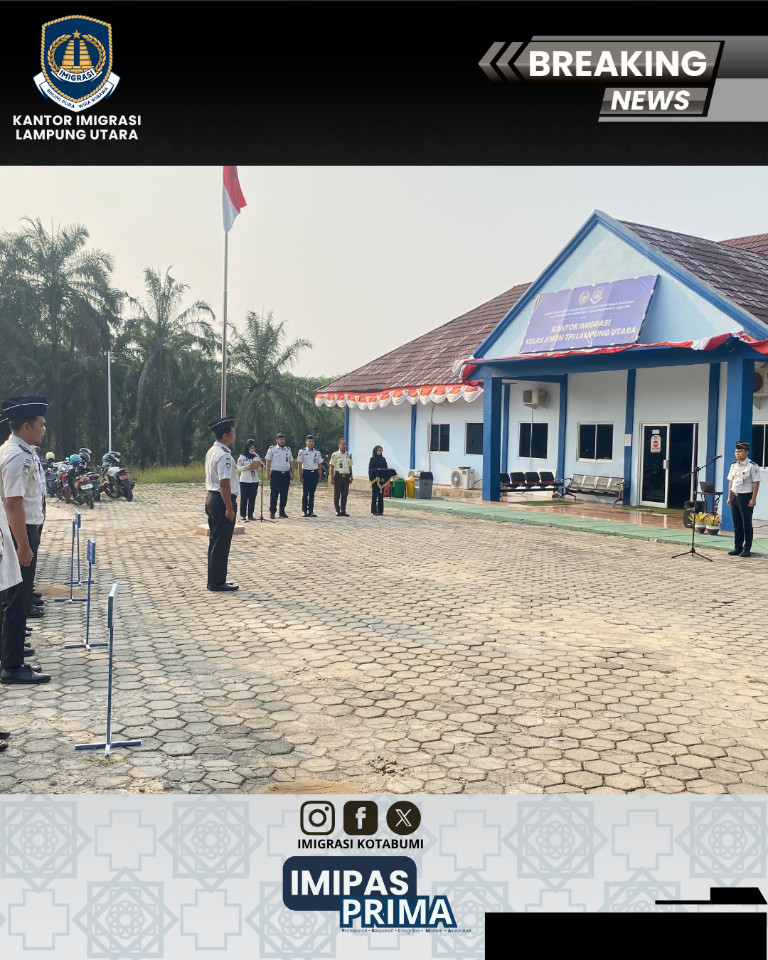 Tingkatkan Kewaspadaan Bencana hingga Serahkan Penghargaan Pegawai Teladan, Imigrasi Lampung Utara Gelar Apel Sore