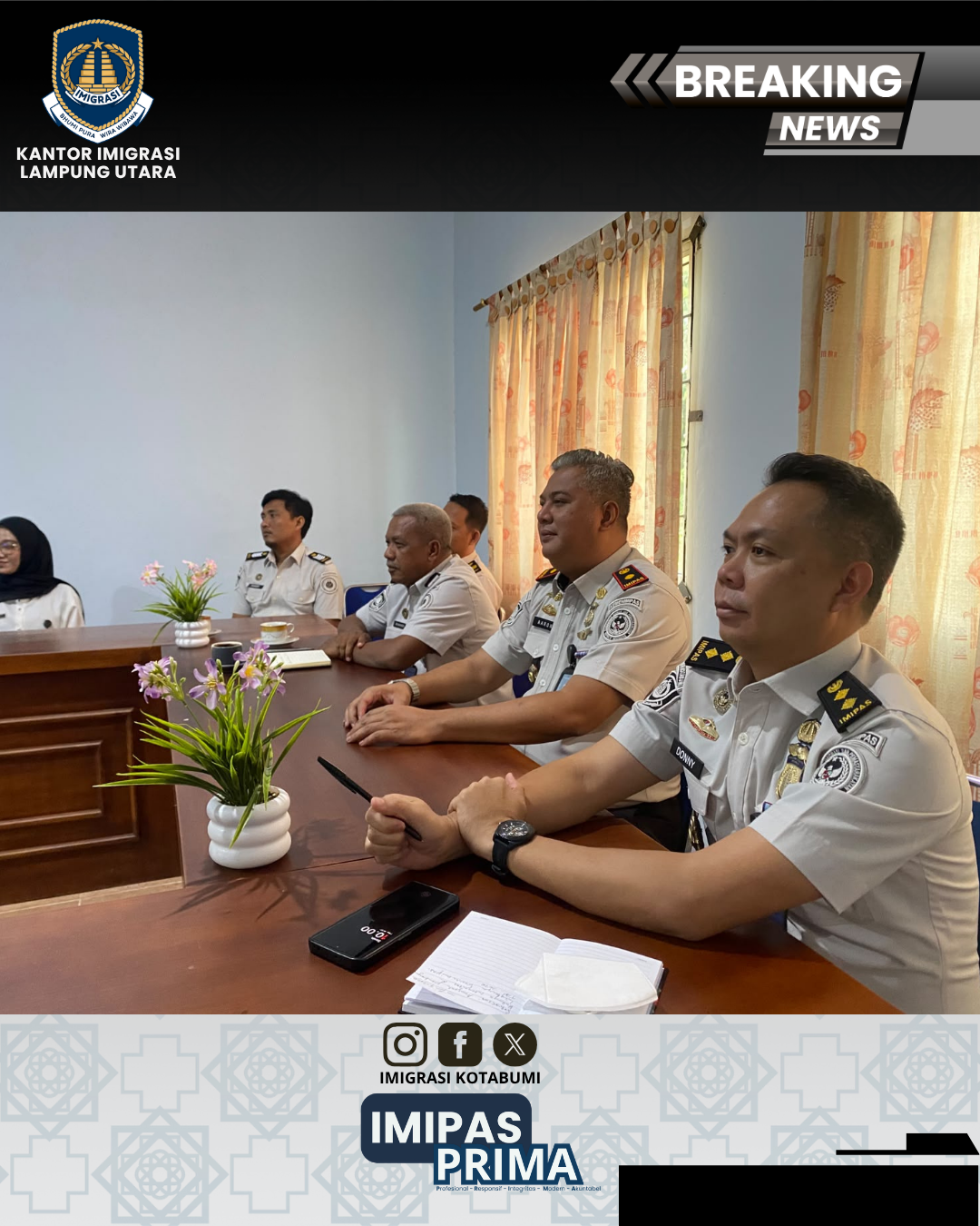 Masuk 53 Satker Terpilih, Imigrasi Lampung Utara Ikuti Sosialisasi Anugerah Pembangunan Budaya Integritas (APBI)