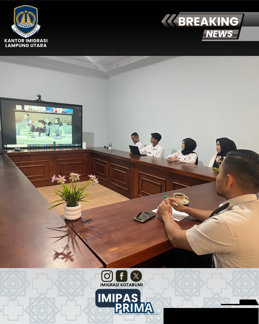 Tingkatkan Kualitas Layanan, Imigrasi Lampung Utara Ikuti Paparan Hasil Akhir Evaluasi Tata Kelola Pelayanan Publik via Zoom