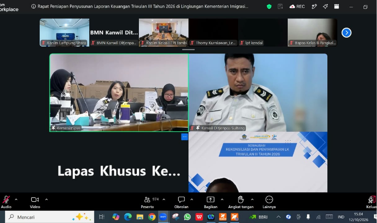 Imigrasi Lampung Utara Ikuti Zoom Persiapan Penyusunan Laporan Keuangan Triwulan III Tahun 2026