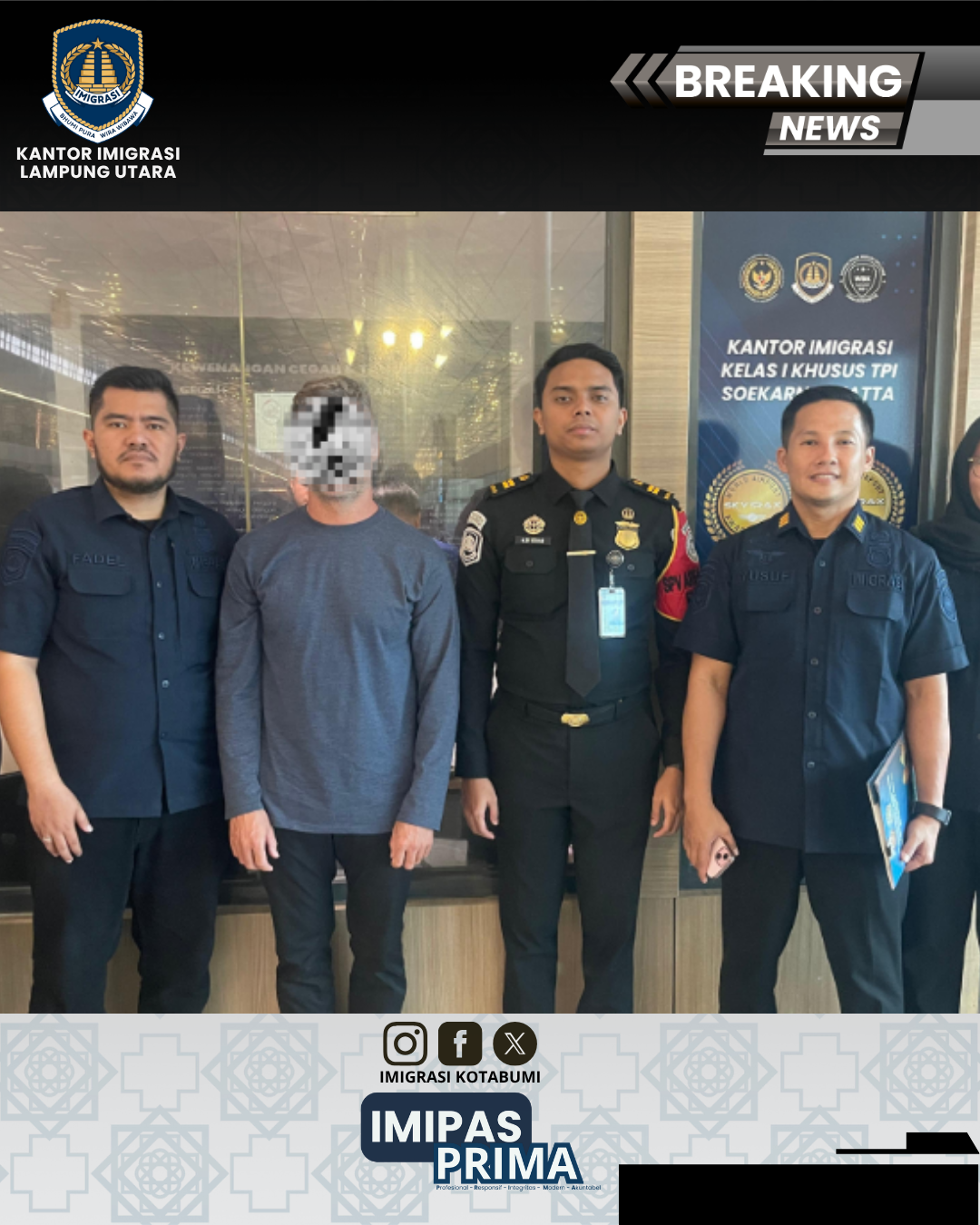 Imigrasi Lampung Utara Deportasi WNA Australia atas Pelanggaran Keimigrasian